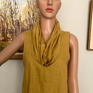 Beautiful high low mustard linen dress, S